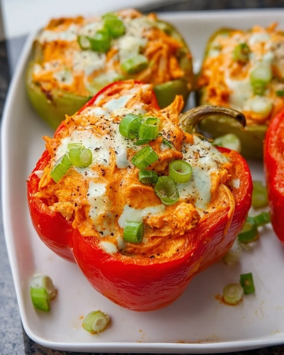 Buffalo-Hühnchen gefüllte Paprika
